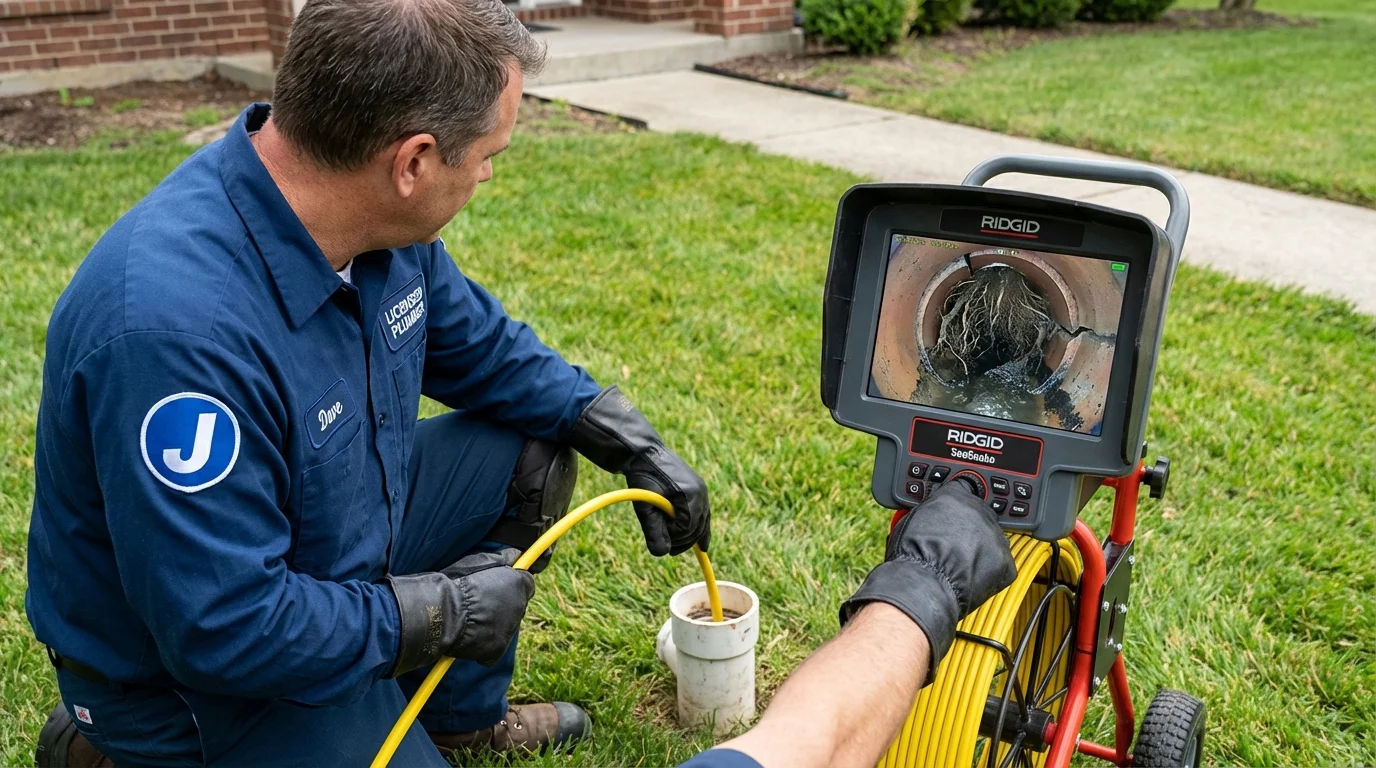 Sewer camera inspection being performed by Johns Plumbing LLC in Spring Valley